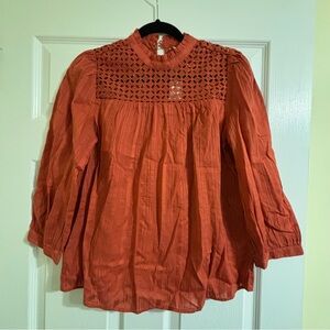NWT GAP Rust Top with Crochet Detail
